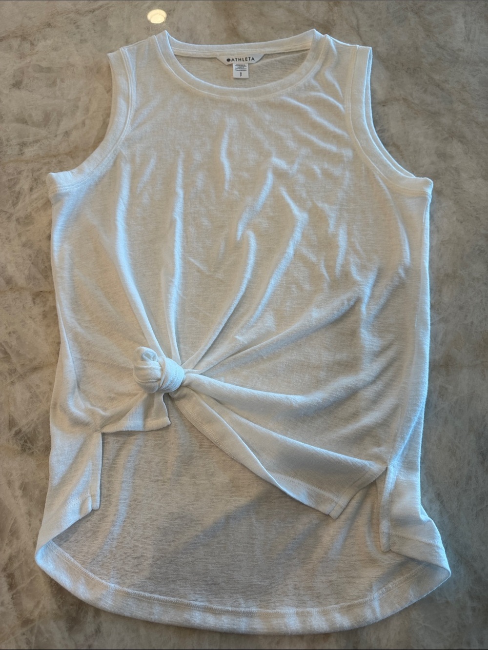Athleta White Knot-Front Sleeveless Tank Top